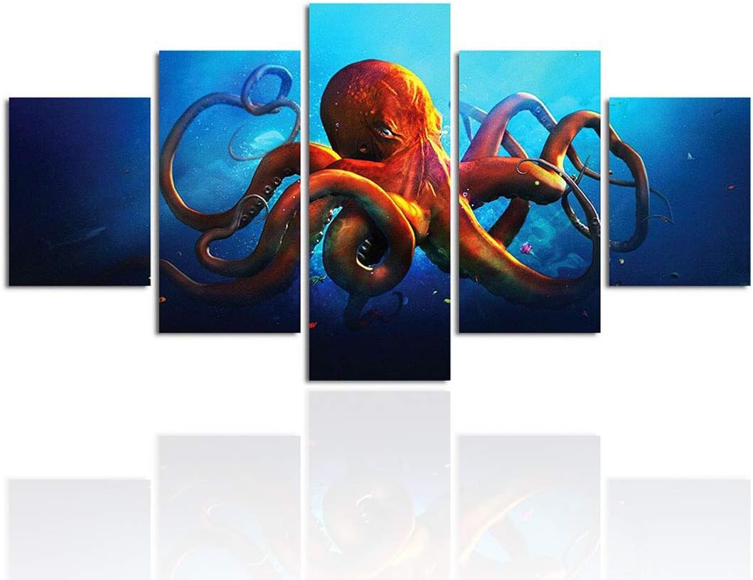 5 Pieces Octopus Canvas Wall Art Print X8102