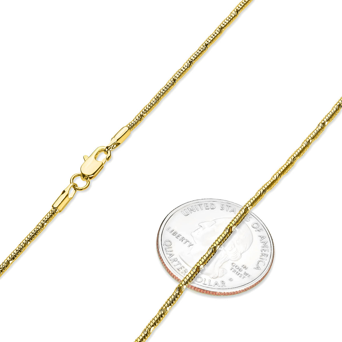 14k Yellow Gold Plated Snake Choker Chain Necklace, 16 inches H7968