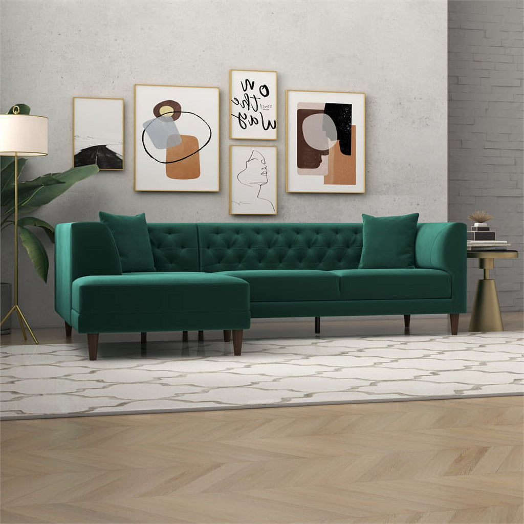 Green Velvet Corner Sectional Sofa S866103