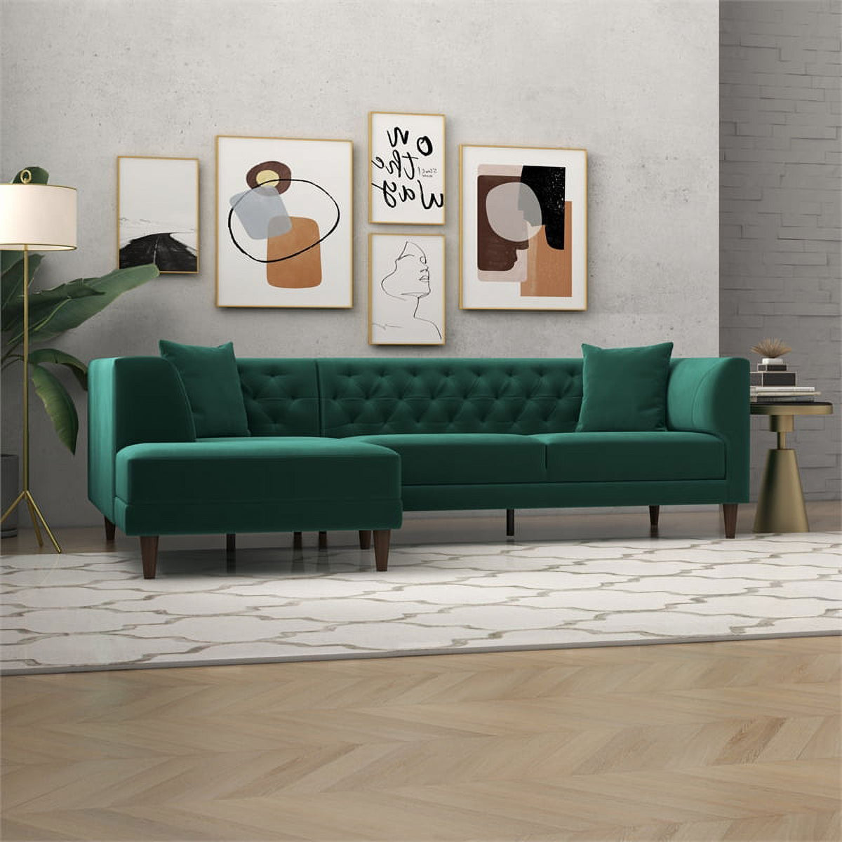 Green Velvet Corner Sectional Sofa S866103