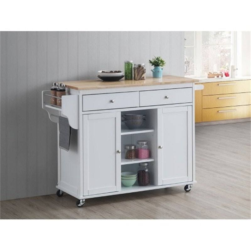 Kitchen Island Storage Cart with Natural Finish Top X6618