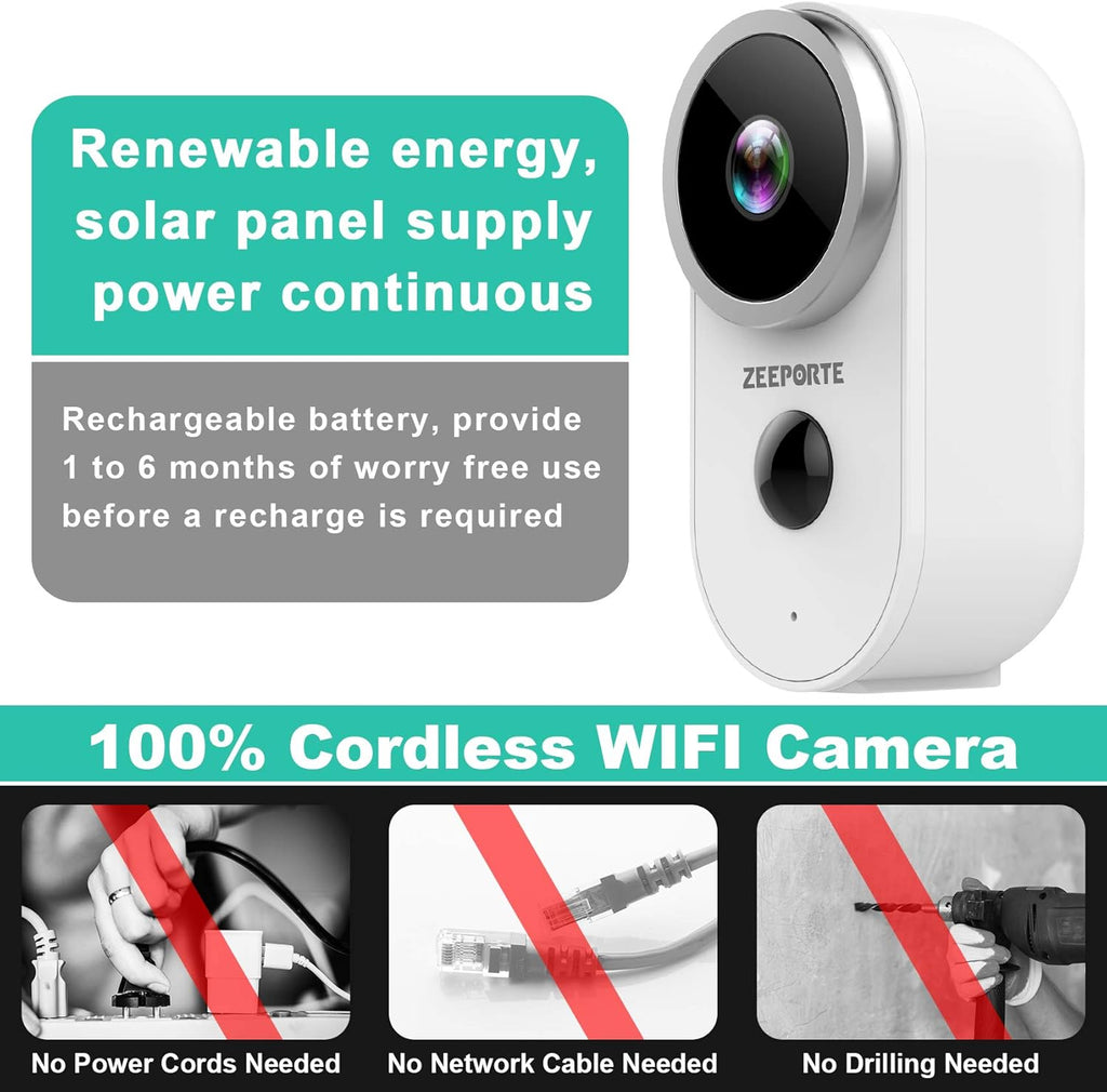 1080P Solar Powered Outdoor Security Camera System with Night Vision S380421