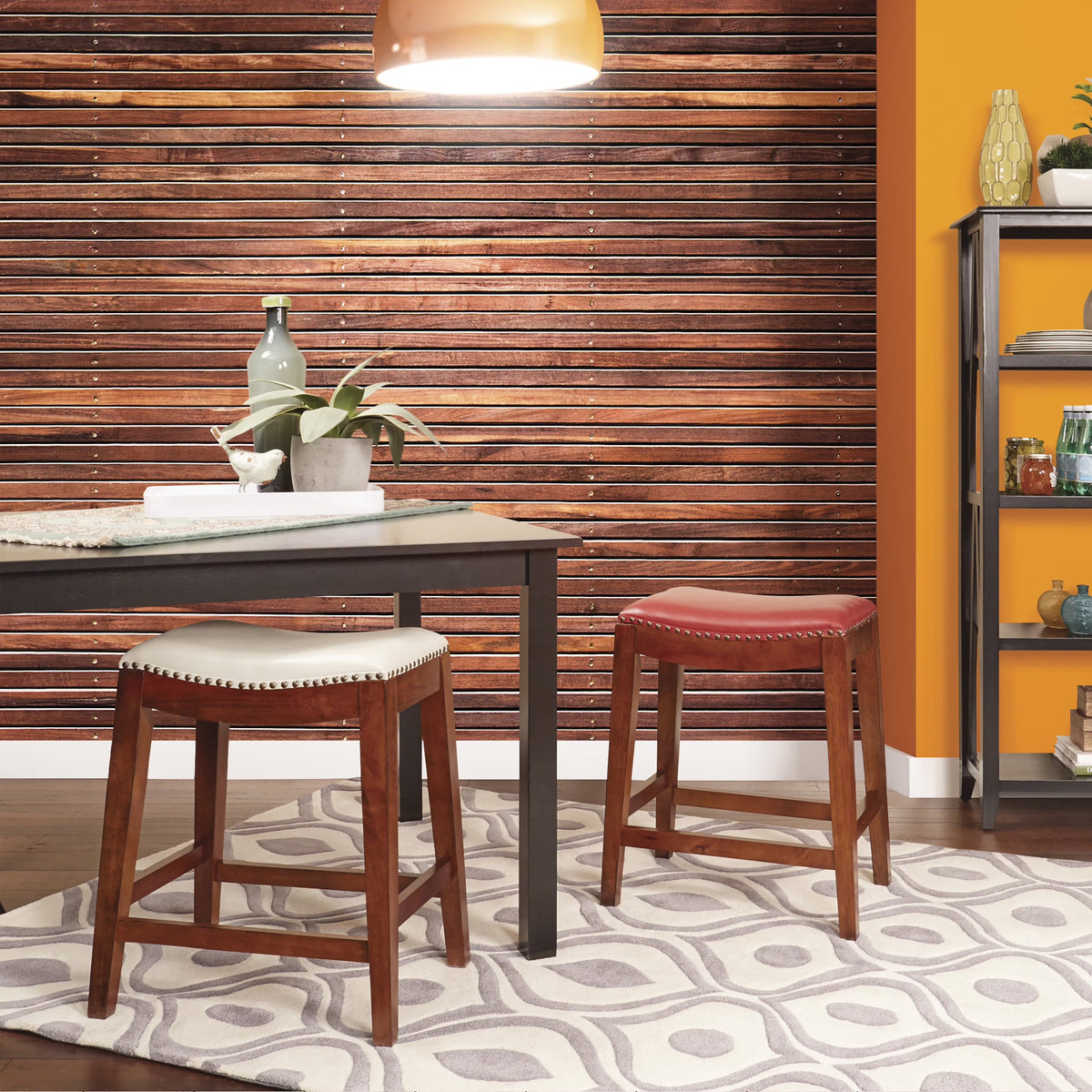 Saddle Stool with Espresso Finish Legs and Molasses Bonded Leather F9316