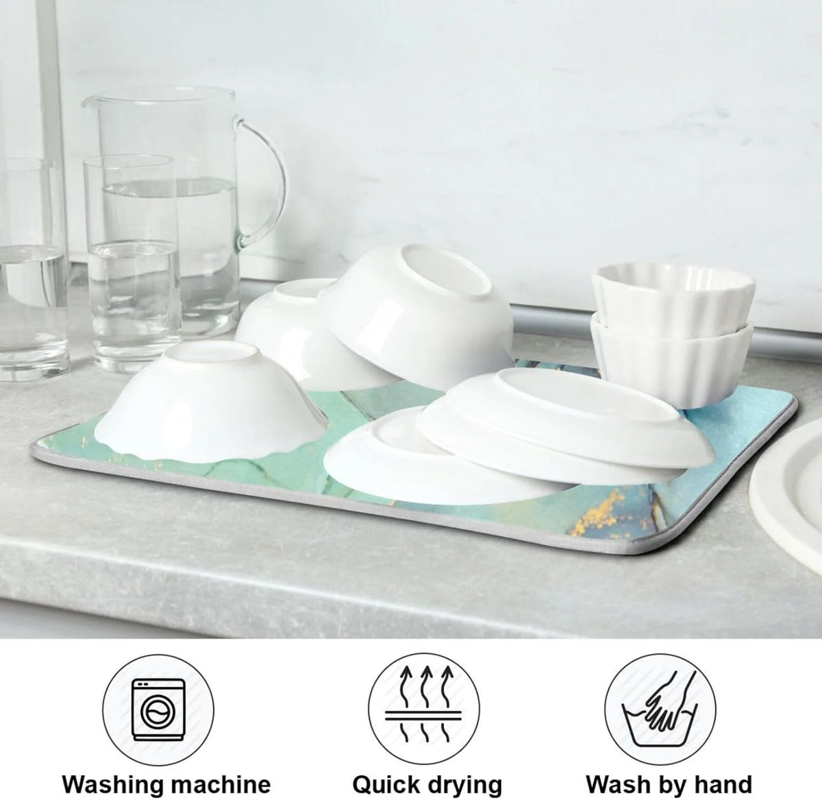 Abstract Marble Dish Drying Mat, 18x24Inch A751247