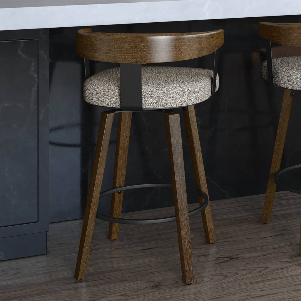 Polyurethane Swivel Counter Stool in Cream/Warm Gray/Black W4487