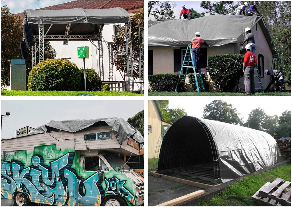 12x16ft Heavy Duty Reinforced Poly Tarp Waterproof Tarpaulin S845356