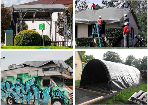 12x16ft Heavy Duty Reinforced Poly Tarp Waterproof Tarpaulin S845356