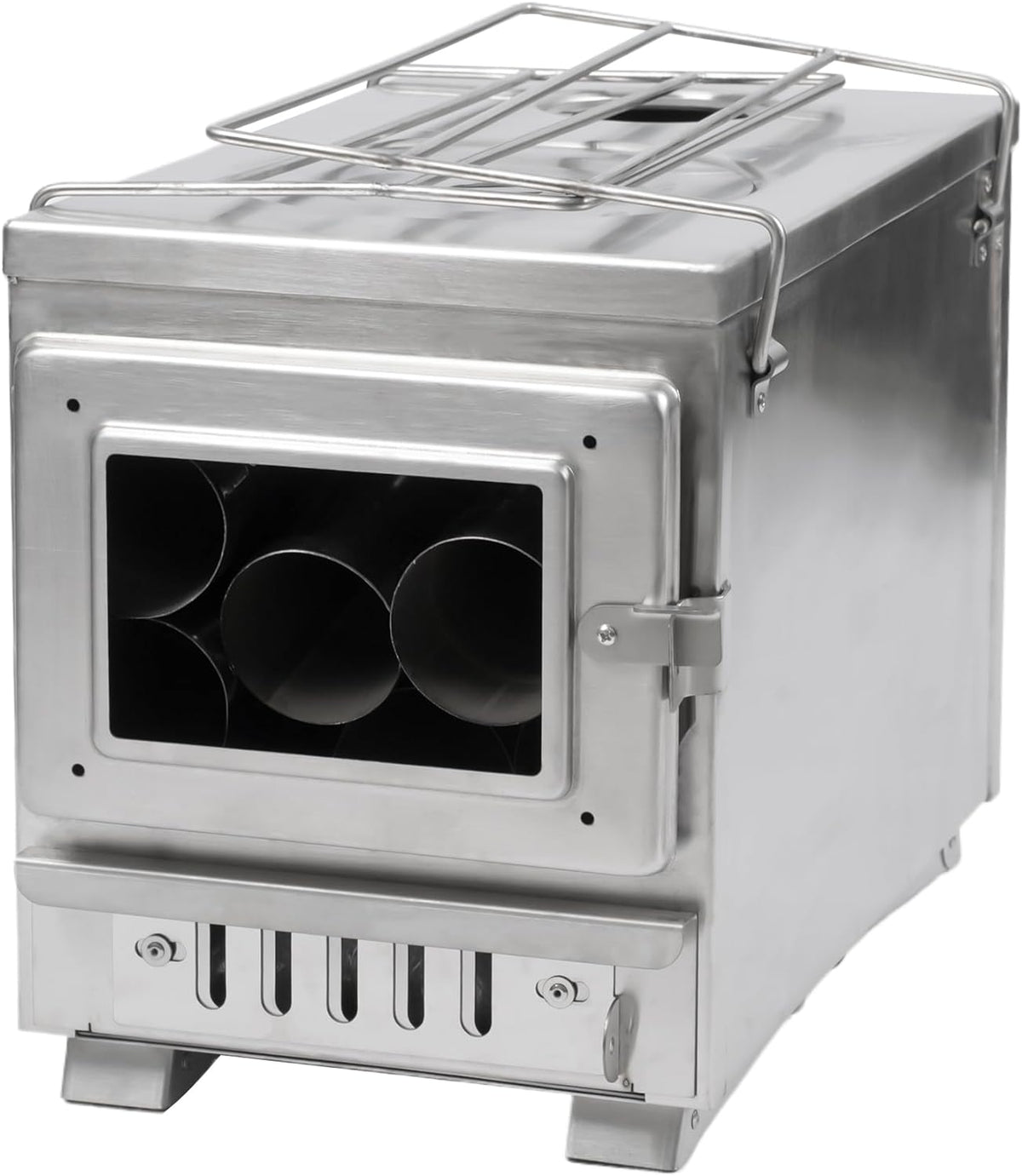 Camping Tent Stove with Large Firebox, View Glass, Pipes and Slide Air Intake Valve V41661