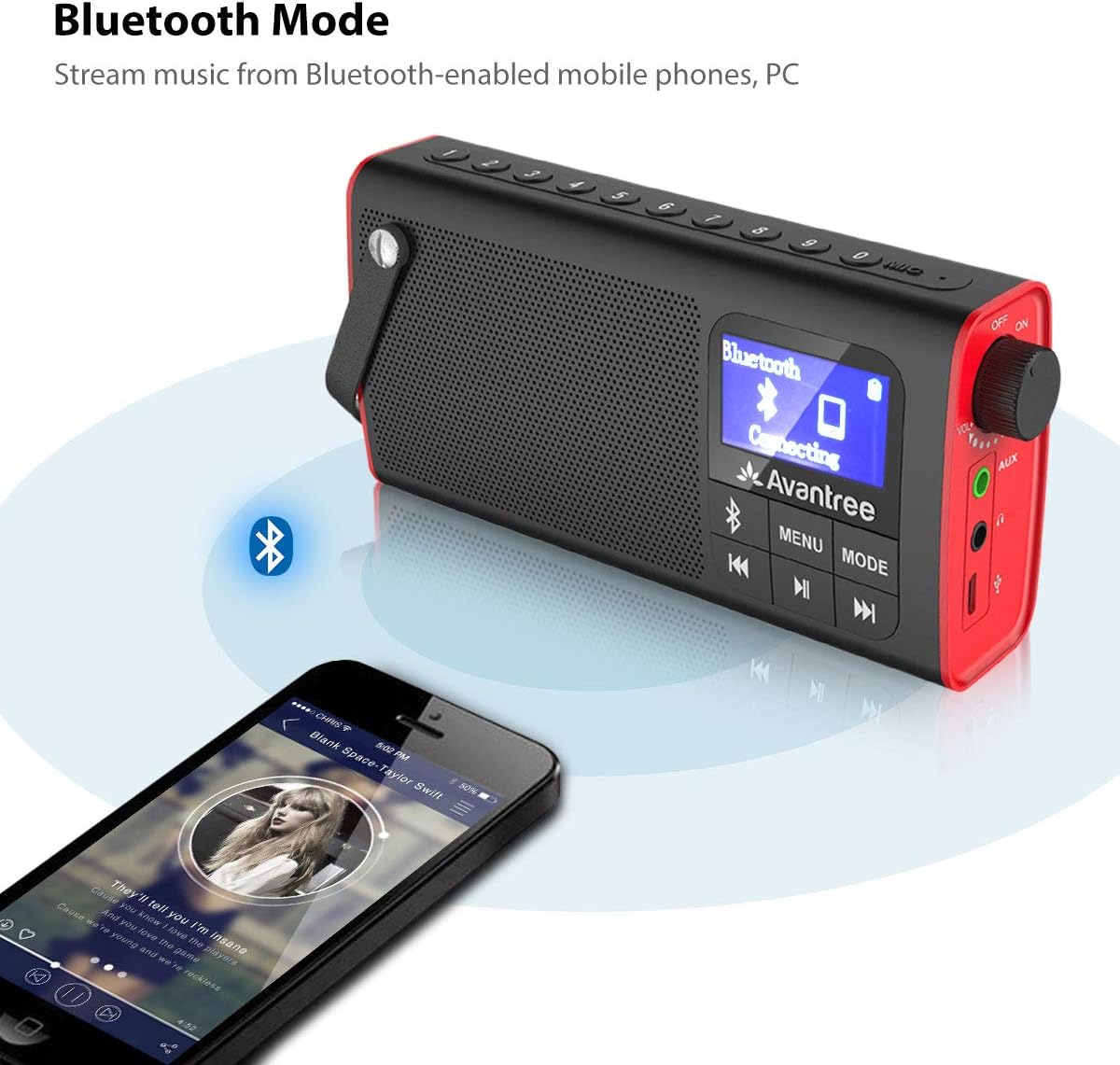 Portable FM Radio with Bluetooth Speaker and SD Card MP3 Player, Pack of 2 C8110