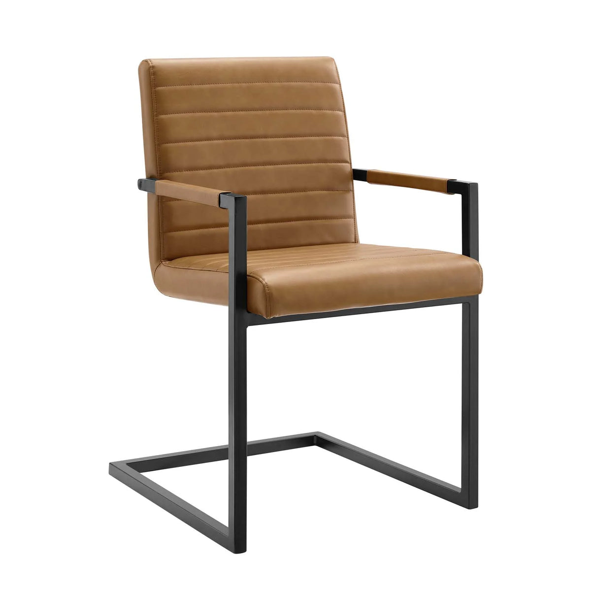 Tan Vegan Leather Dining Chairs, Set of 2 O813