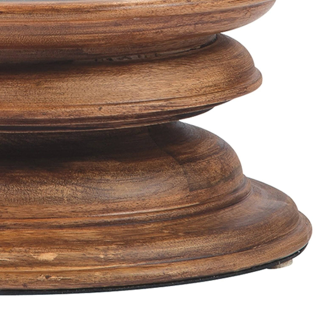 Clear Glass Hurricane Candle Holder with Wooden Base V730172