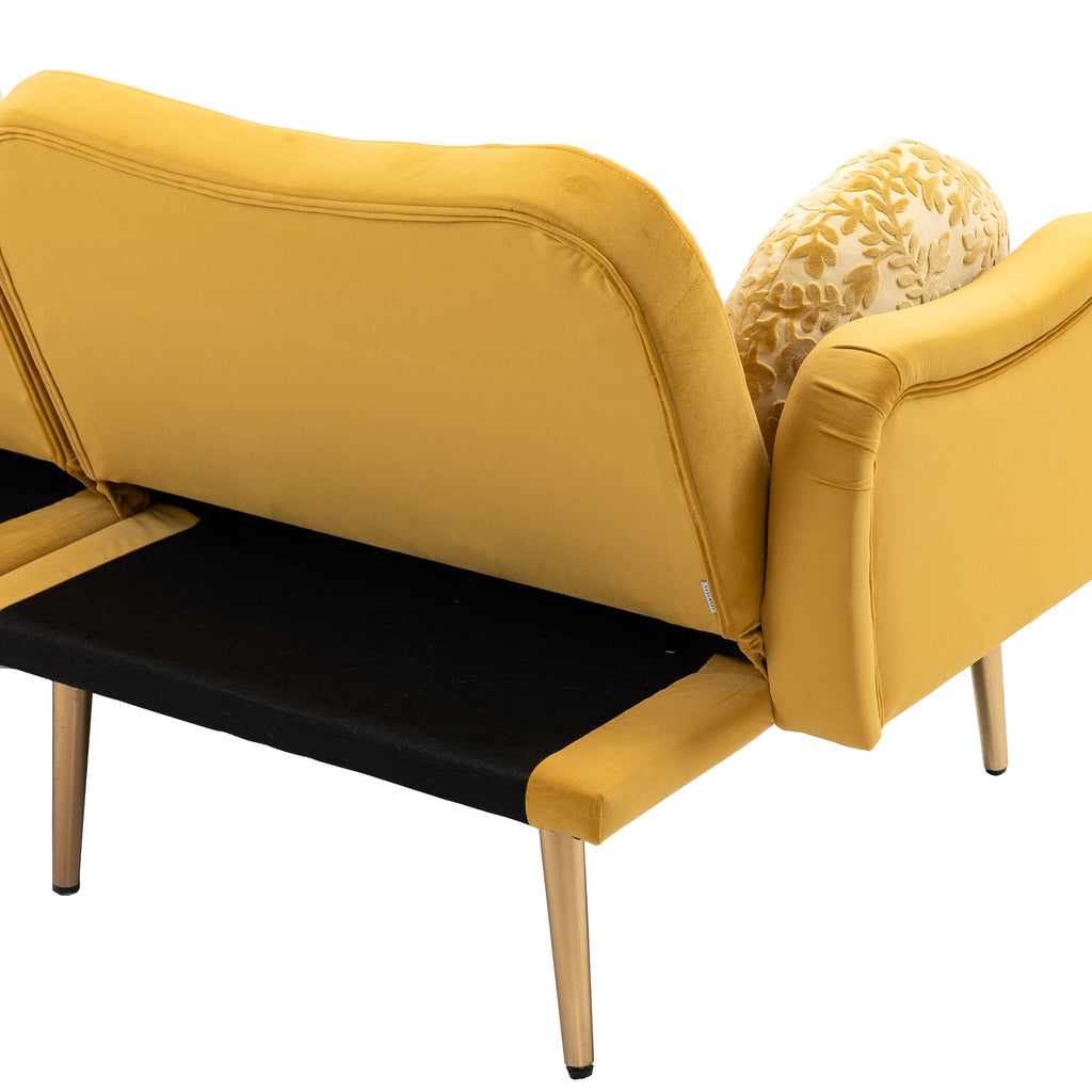 Velvet Love Seats Sofa with 2 Bolster Pillows Z346388