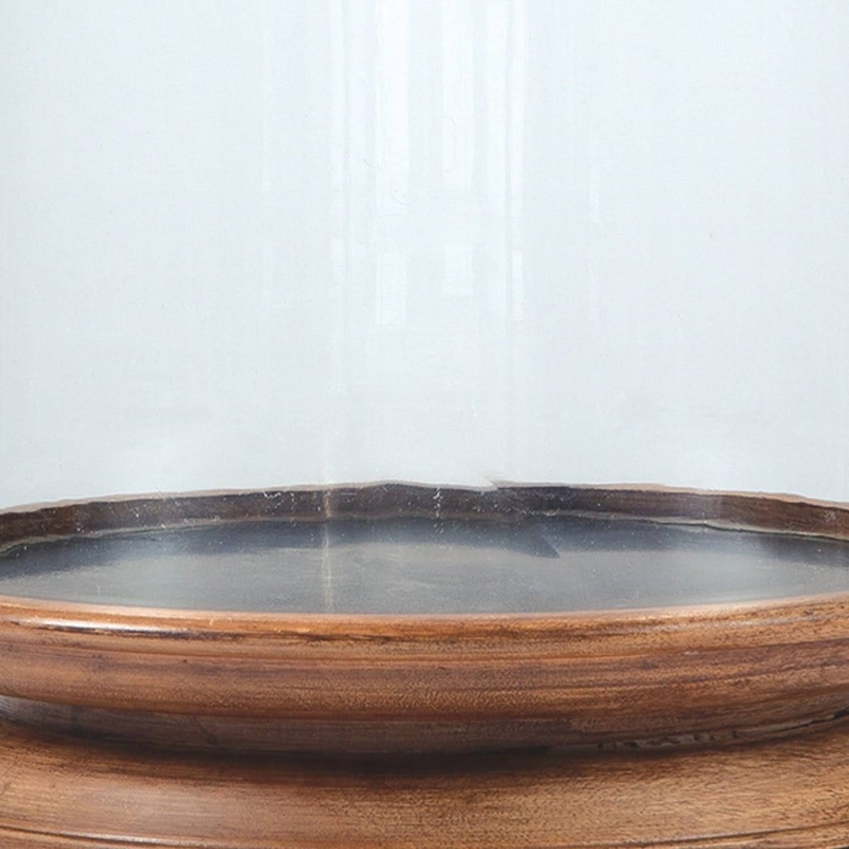 Clear Glass Hurricane Candle Holder with Wooden Base V730172