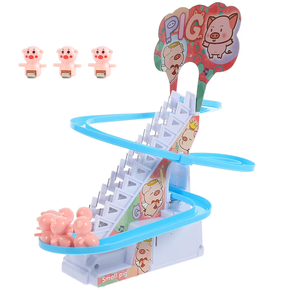 Electric Piggy Climbing Stairs Tracks Slide Toy A862304