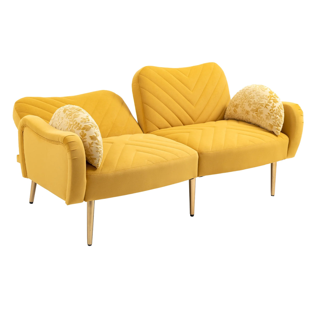 Velvet Love Seats Sofa with 2 Bolster Pillows Z346388