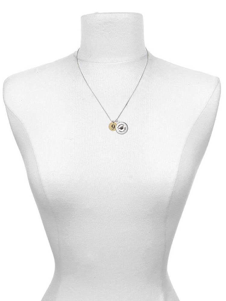 Goldtone Disc Number 9 Dome Charm Necklace T50259