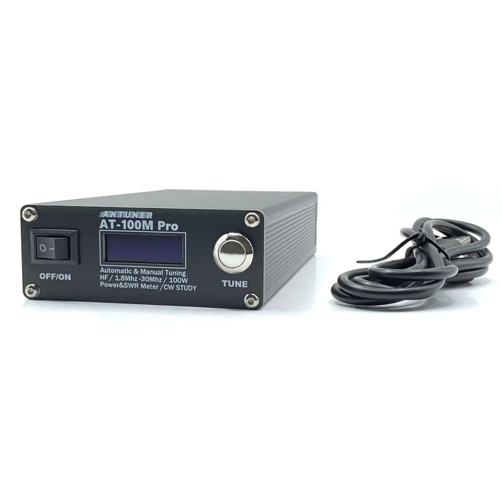 AT100M Antenna Tuner 1.8Mhz-30Mhz Automatic/Manual Tuning 100W Standing Waves Meter Multifunctional HF Radio Meter Morse Code Exerciser Supported M964