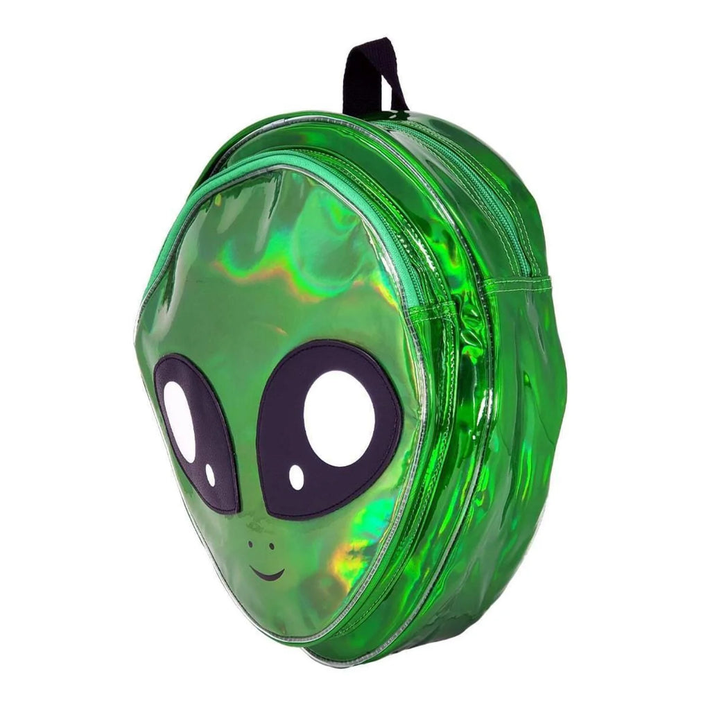 Green Alien Head Vinyl Backpack I357977