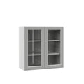 Assembled Wall Kitchen Cabinet with Glass Doors in Heron Gray P490442