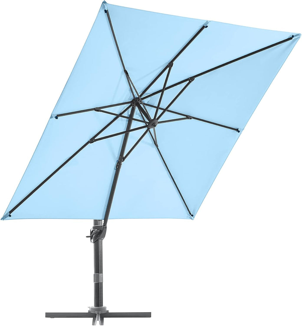 Beige 9x9 FT Square Cantilever Aluminum Outdoor Umbrella N527396