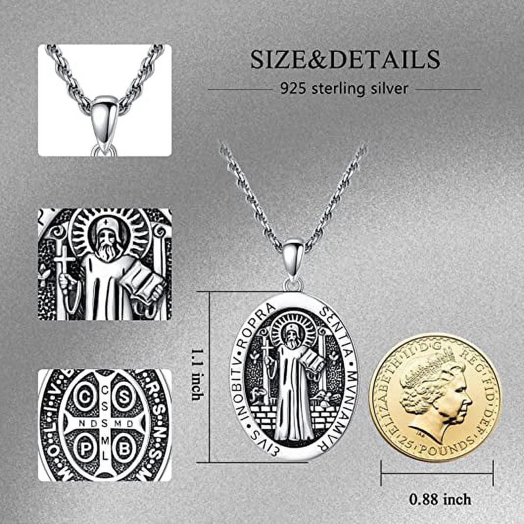 925 Sterling Silver Amulet Pendant Necklace with Stainless Steel Chain R63923
