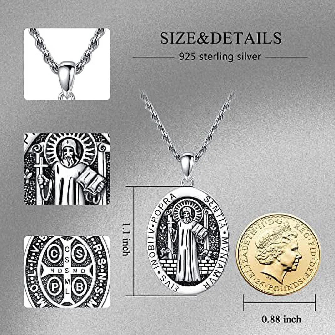 925 Sterling Silver Amulet Pendant Necklace with Stainless Steel Chain R63923