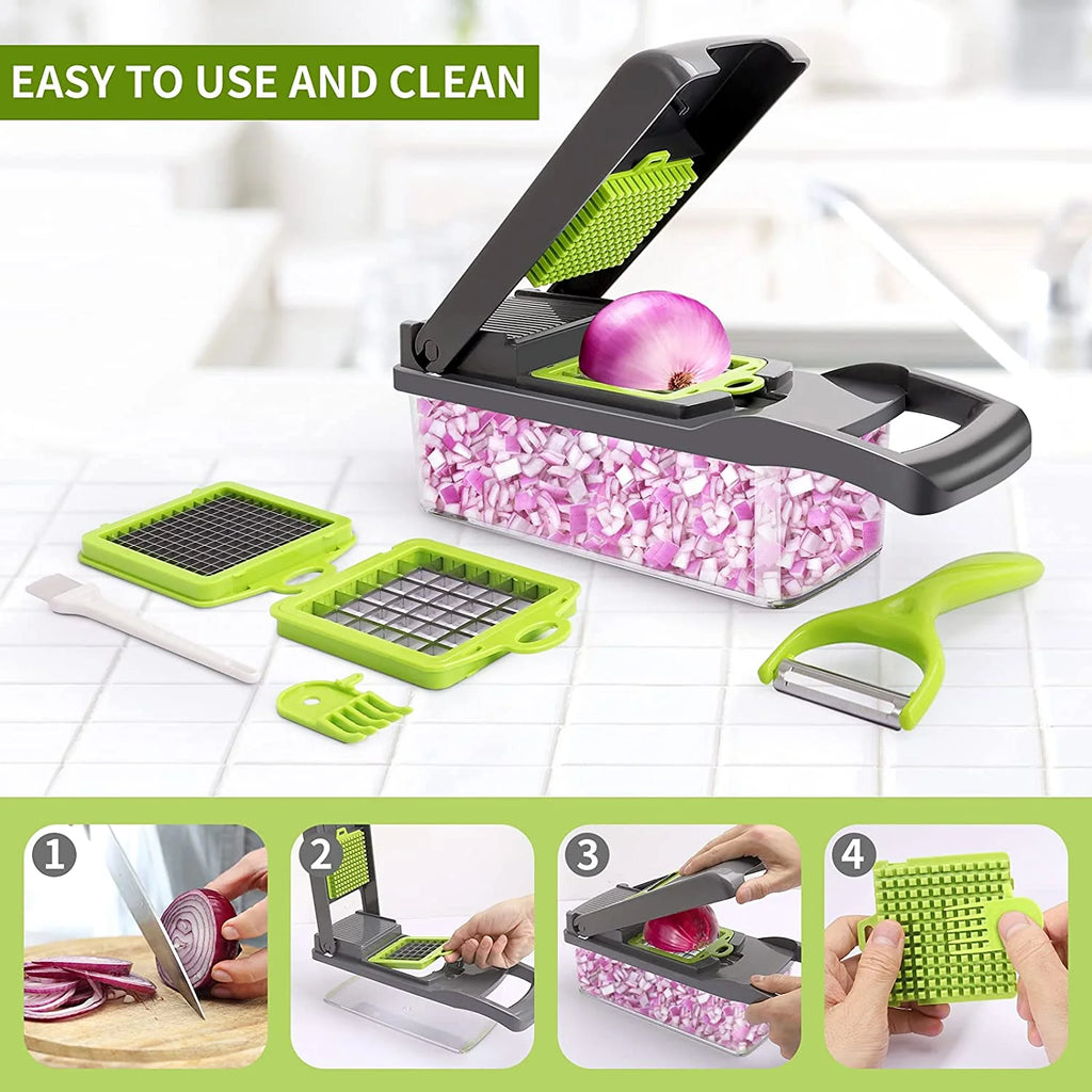 13-in-1 Vegetable & Fruit Chopper with Colander Container E2912