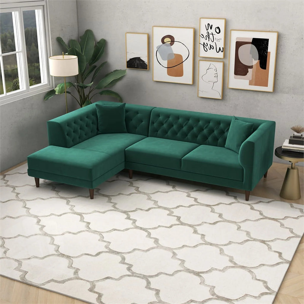 Green Velvet Corner Sectional Sofa S866103