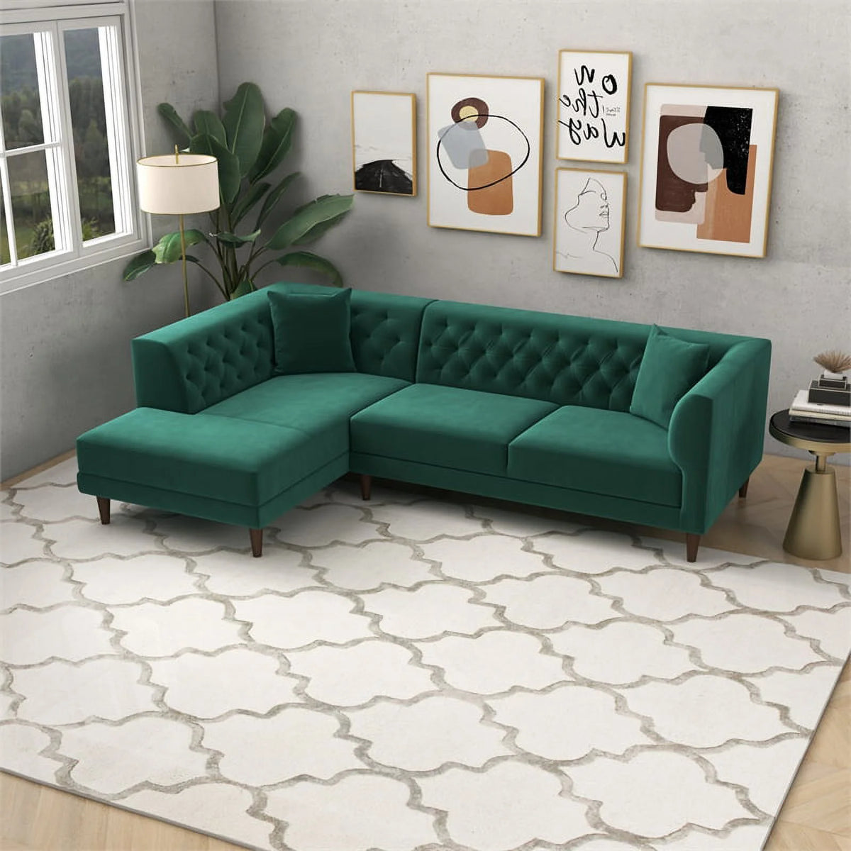 Green Velvet Corner Sectional Sofa S866103