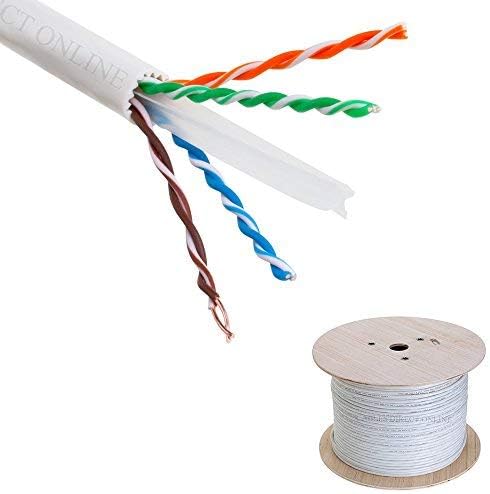 Cat6A 1000 Foot Red Solid Bare Copper 23AWG 4 Pair Bulk Ethernet Cable O4074
