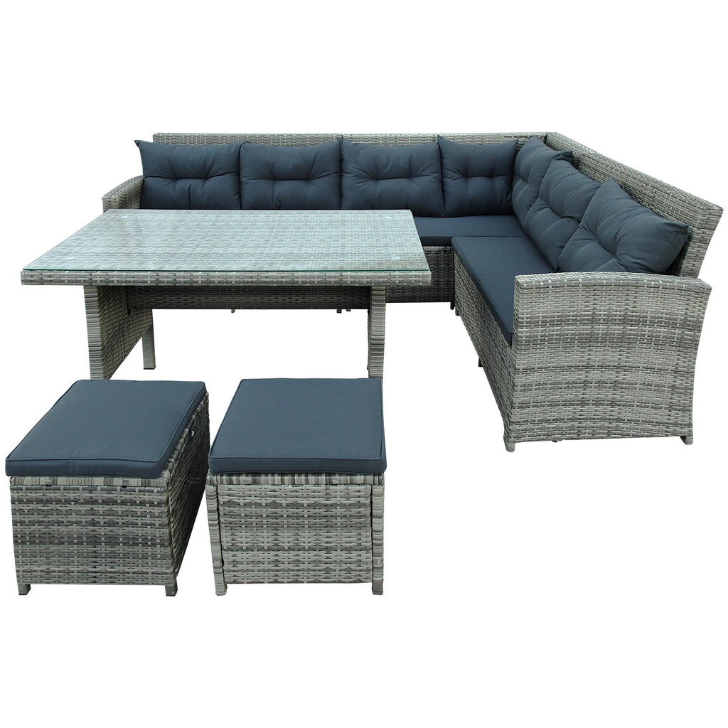 6-Piece Outdoor Sectional Sofa with Glass Table Ottomans Z650