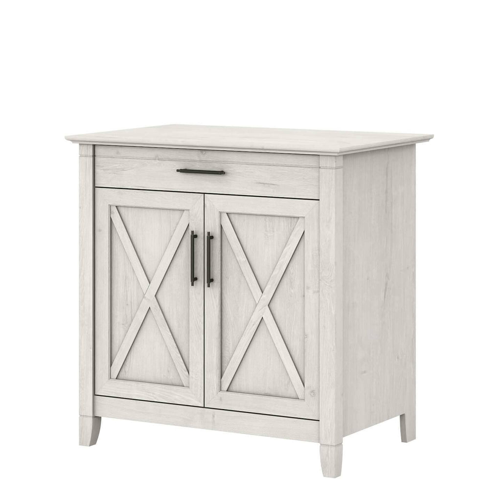 Pure White Oak Secretary Desk with Keyboard Tray and Storage Cabinet U595