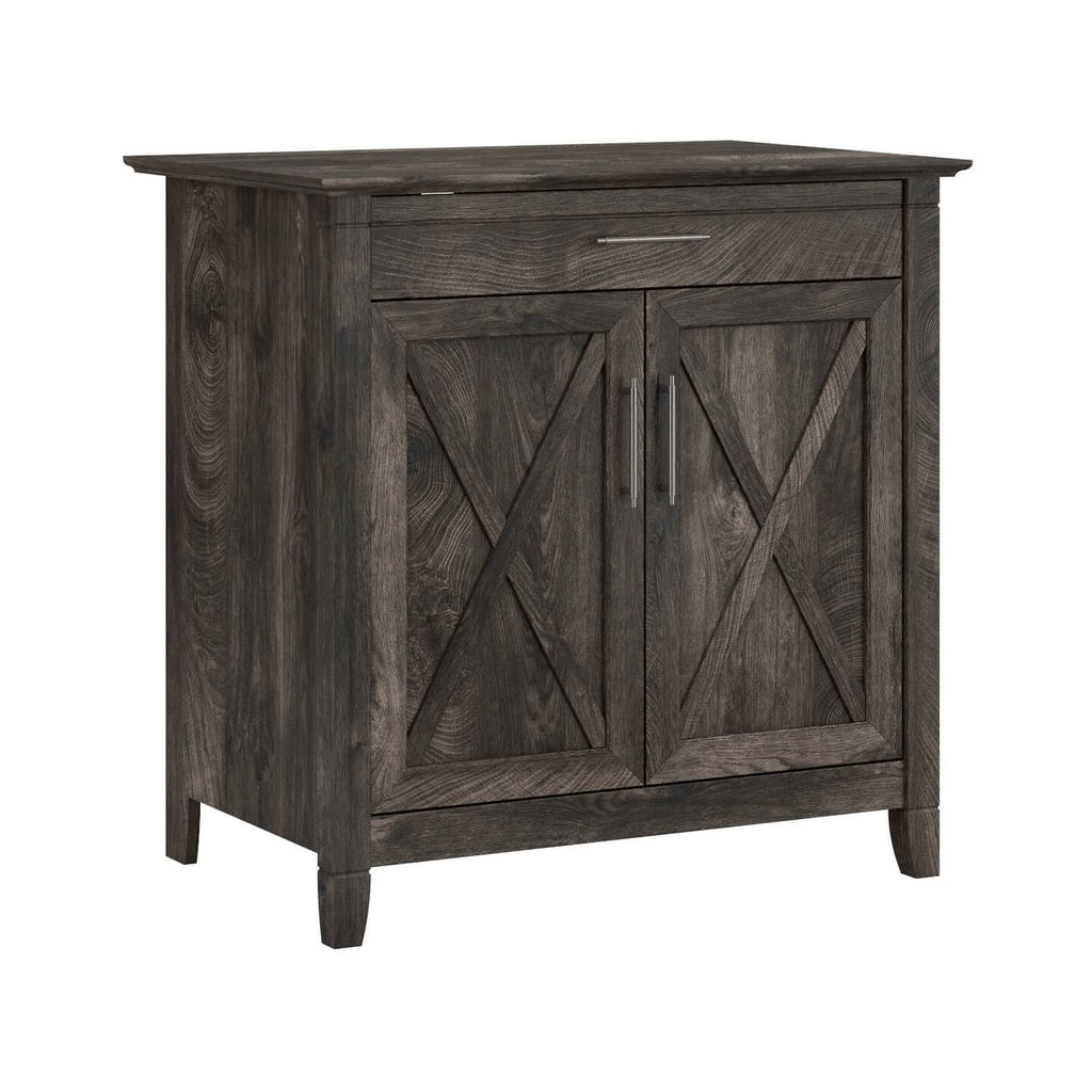 Pure White Oak Secretary Desk with Keyboard Tray and Storage Cabinet U595