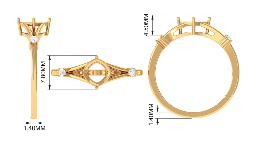 Cushion Cut Lab Grown Emerald Solitaire Ring with Diamond, 14K Yellow Gold, US 9.50 H590