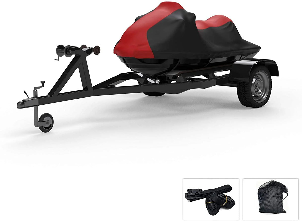 Red Black Trailerable Jet Ski Cover with Trailer Straps and Storage Bag K75202
