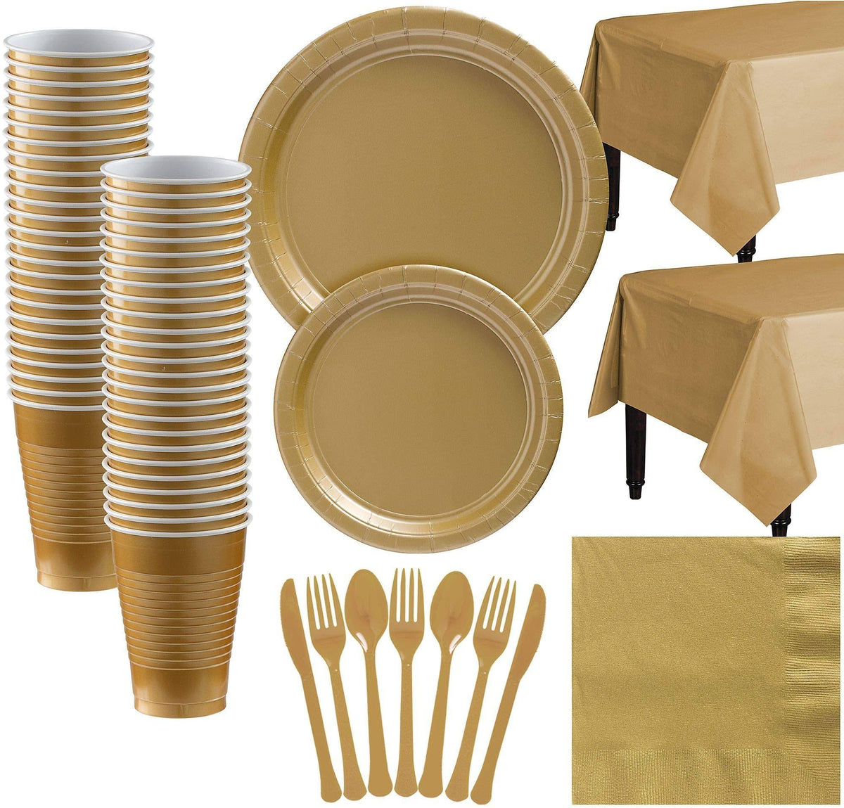 Gold Paper Tableware Kit for 50 Guests I6716