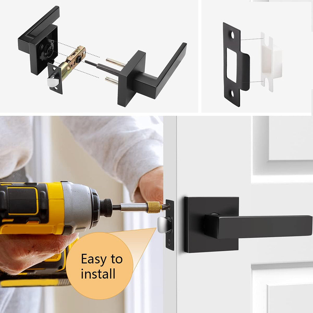 Matte Black Square Heavy Duty Passage Door Levers K514981