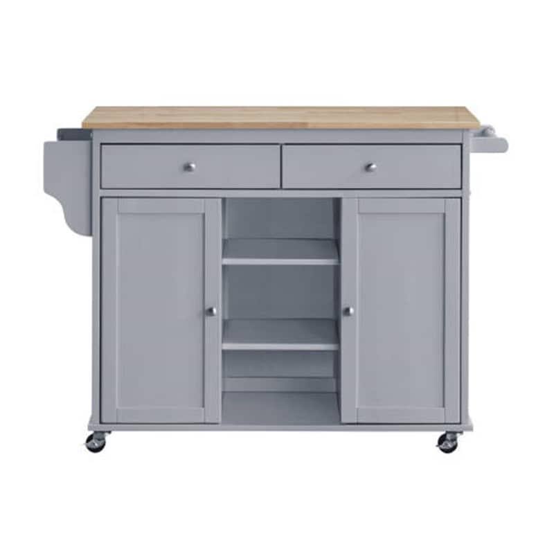 Kitchen Island Storage Cart with Natural Finish Top X6618