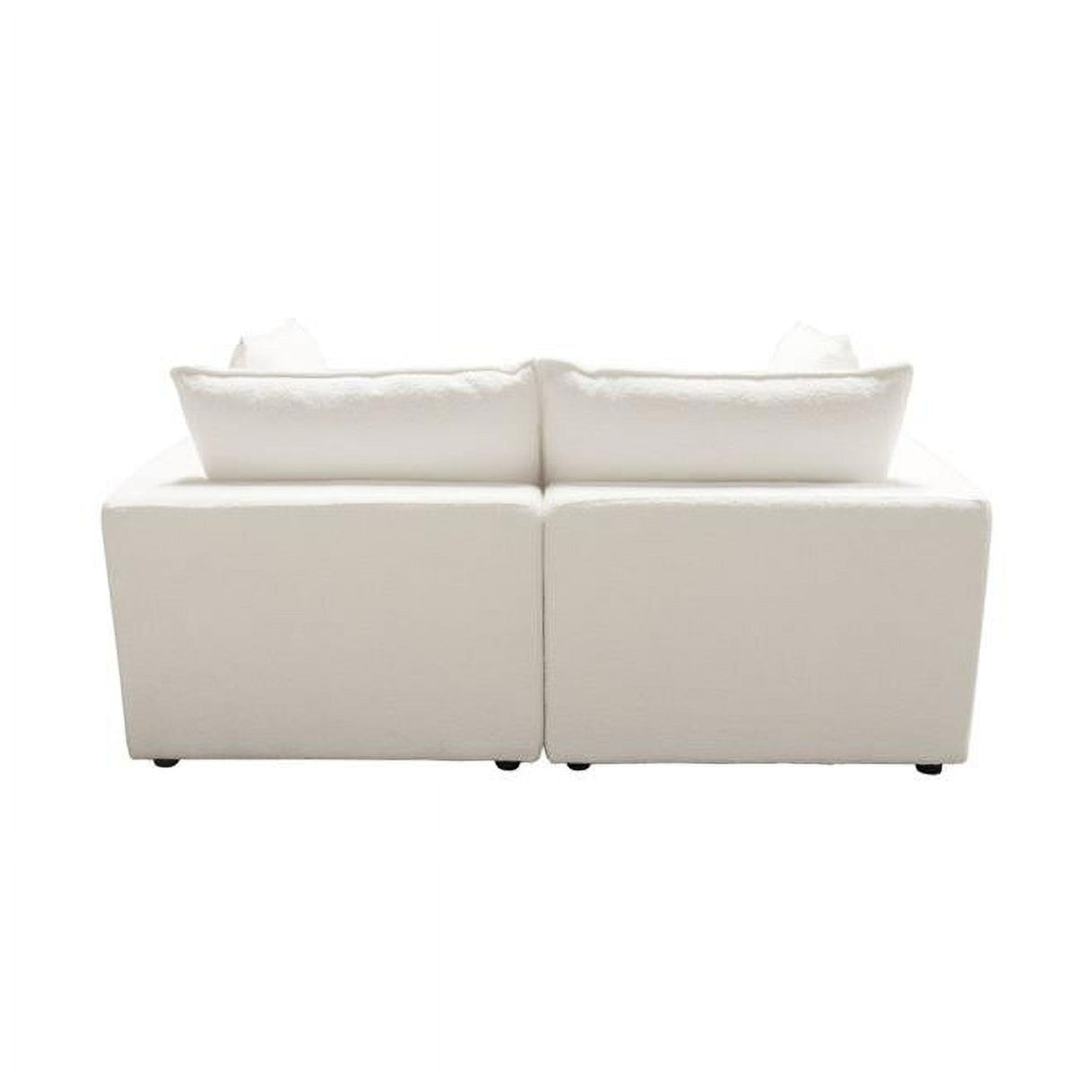 White Modular Sofa with Faux Shearling & Feather Down Seating W242734