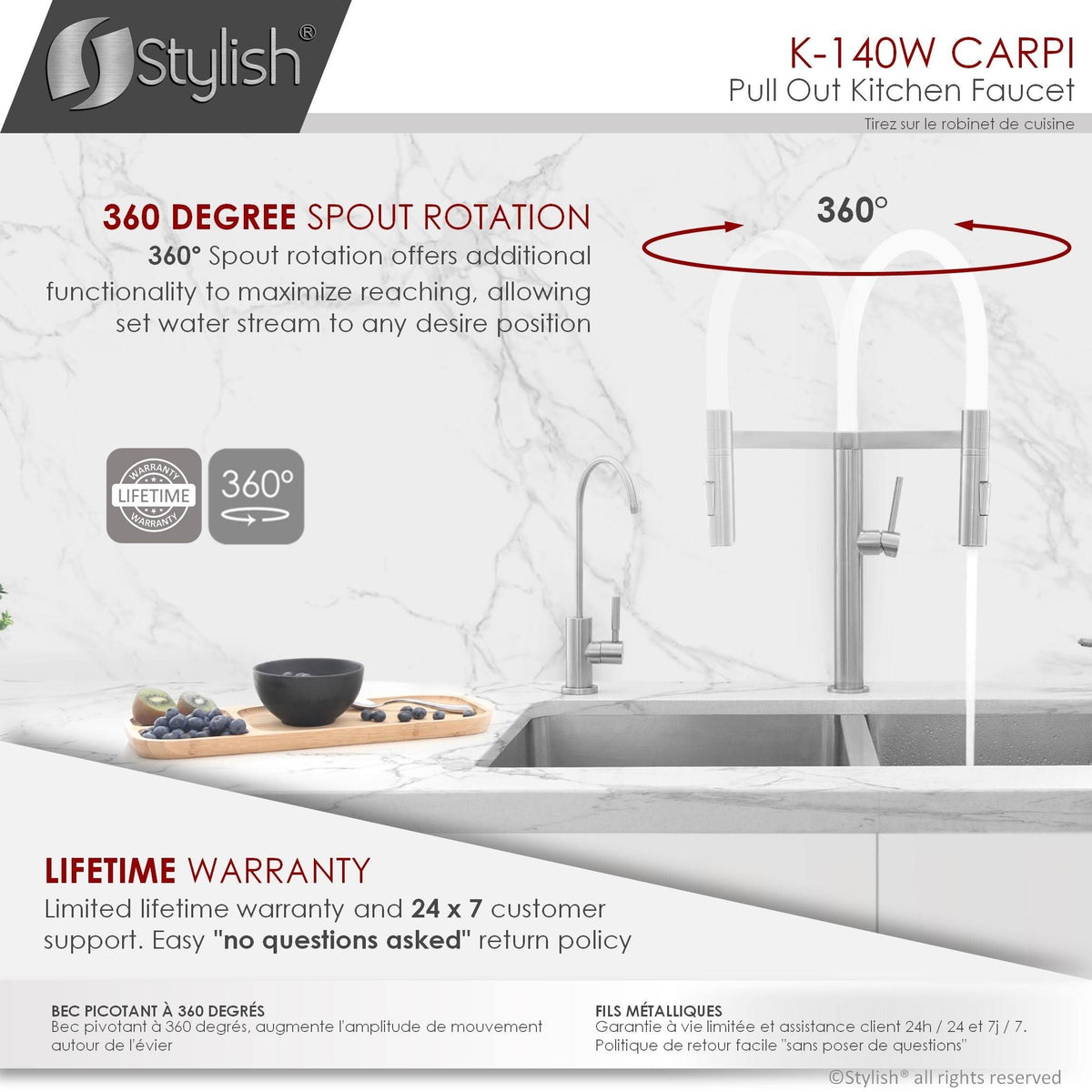 Stainless Steel Single Handle Pull Out Kitchen Sink Faucet F41077