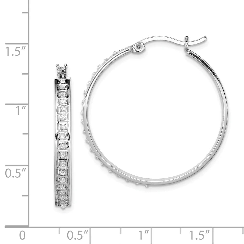 Platinum-plated Diamond Round Hoop Earrings H920687