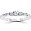 14K White Gold Three Stone Diamond Engagement Ring Z869