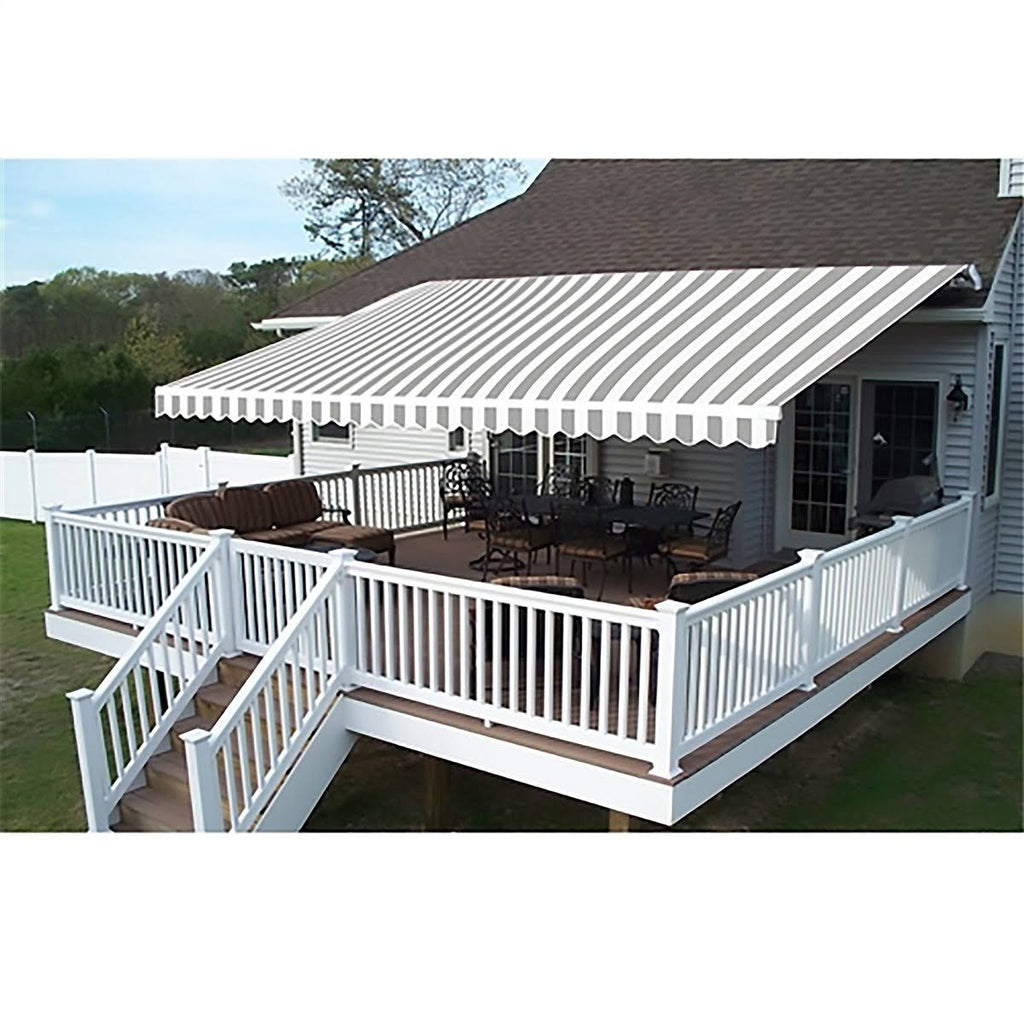 White Retractable Motorized Patio Awning V91539