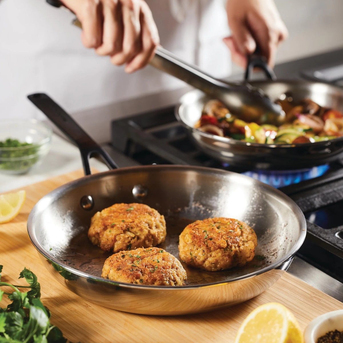 2 Piece Stainless Steel Induction Frying Pan Set Q848239