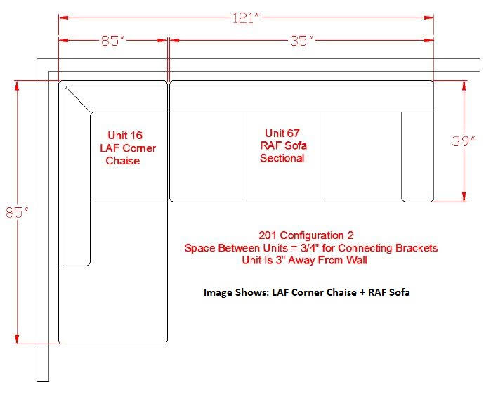 Red Left Arm Facing Sectional B1343