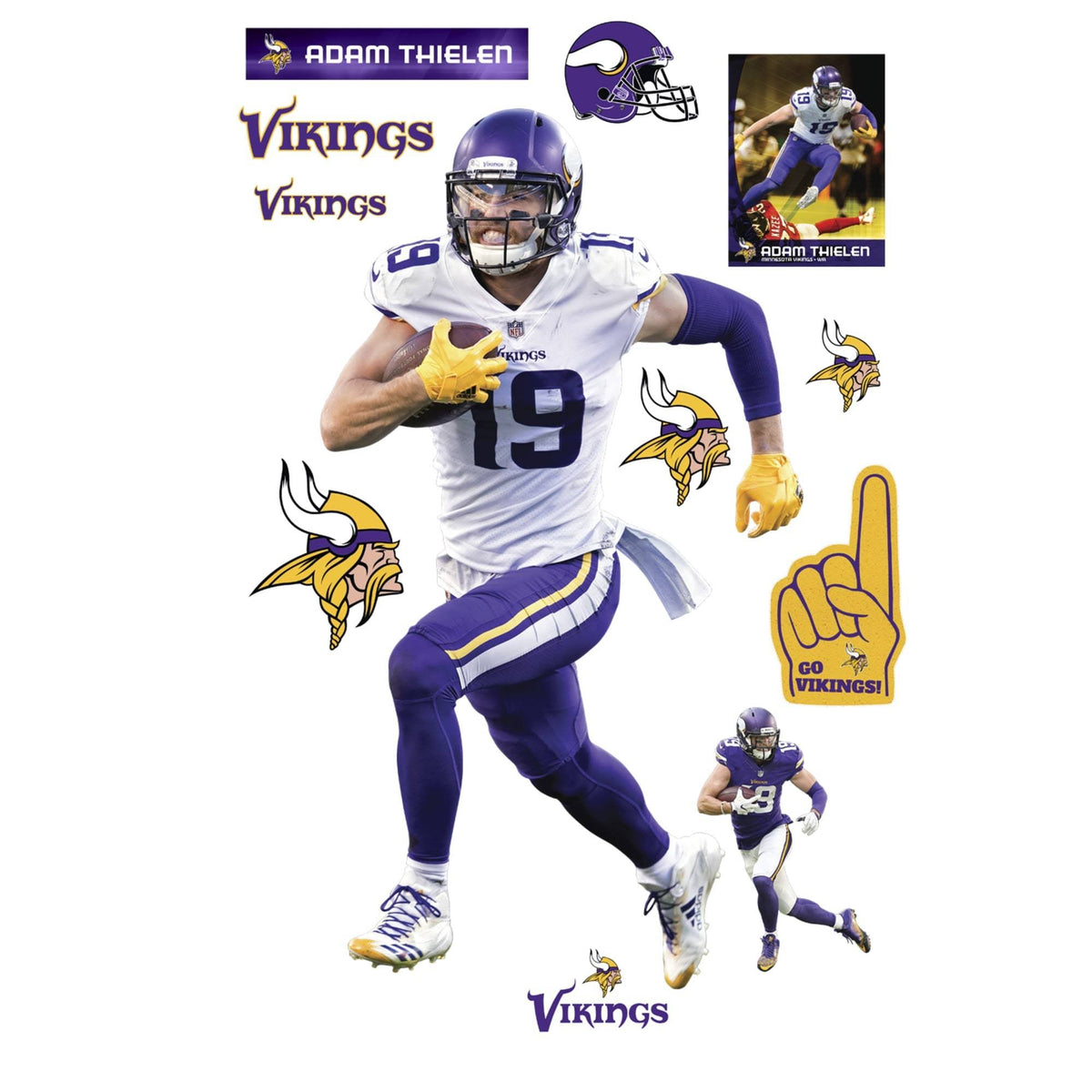Fathead Adam Thielen Minnesota Vikings Away Life Size Removable Wall Decal V17848