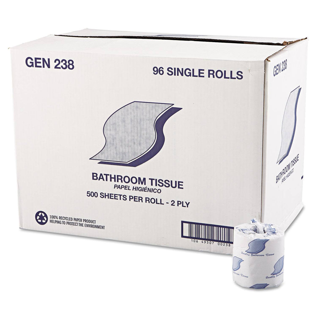 2-Ply White Bath Tissue 500 Sheets/Roll 96 Rolls/Carton C884762