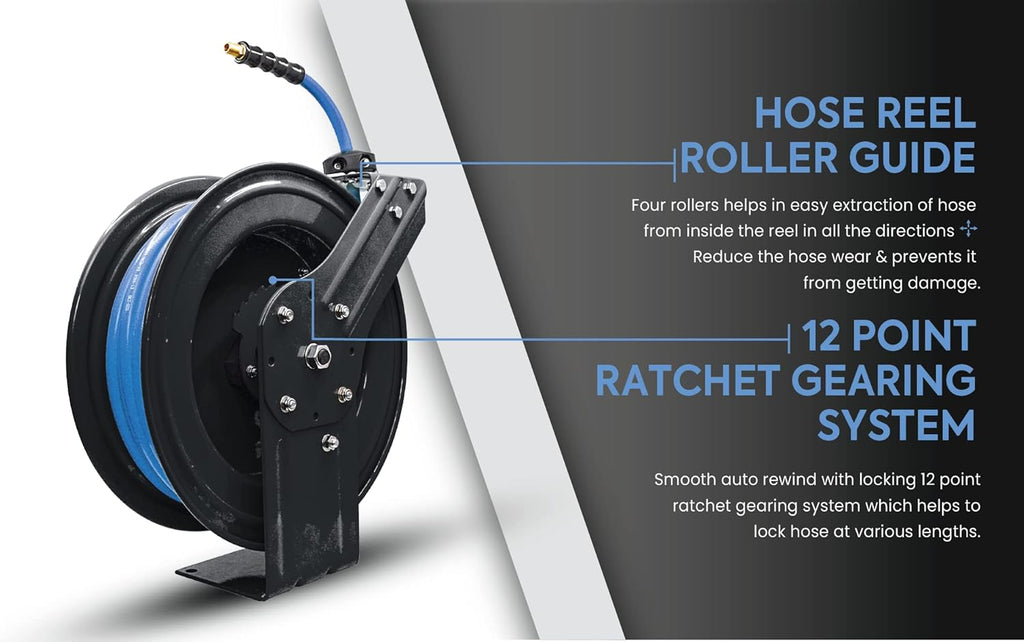 Retractable Hose Reel with 1/2" X 50' Air Hose, 300 PSI K330202