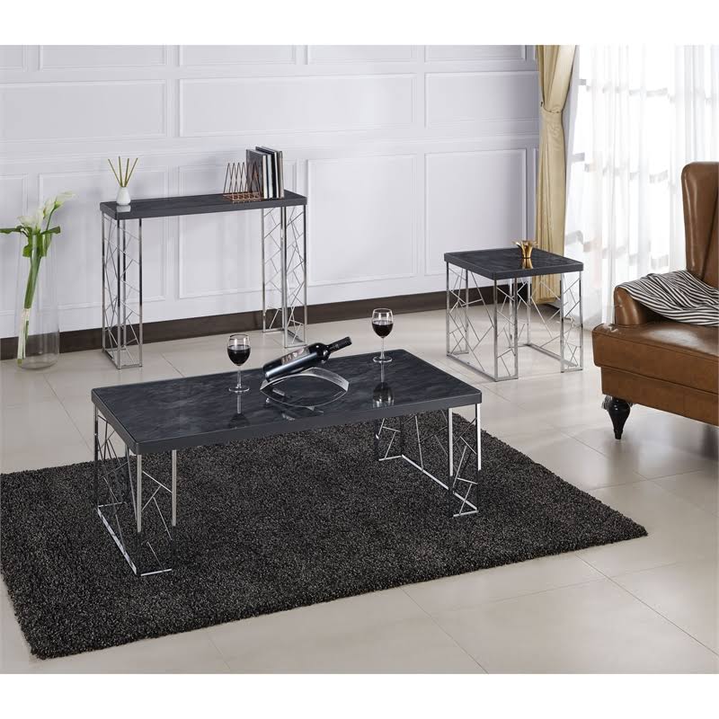 Metal Console Table in Black and Chrome M5789