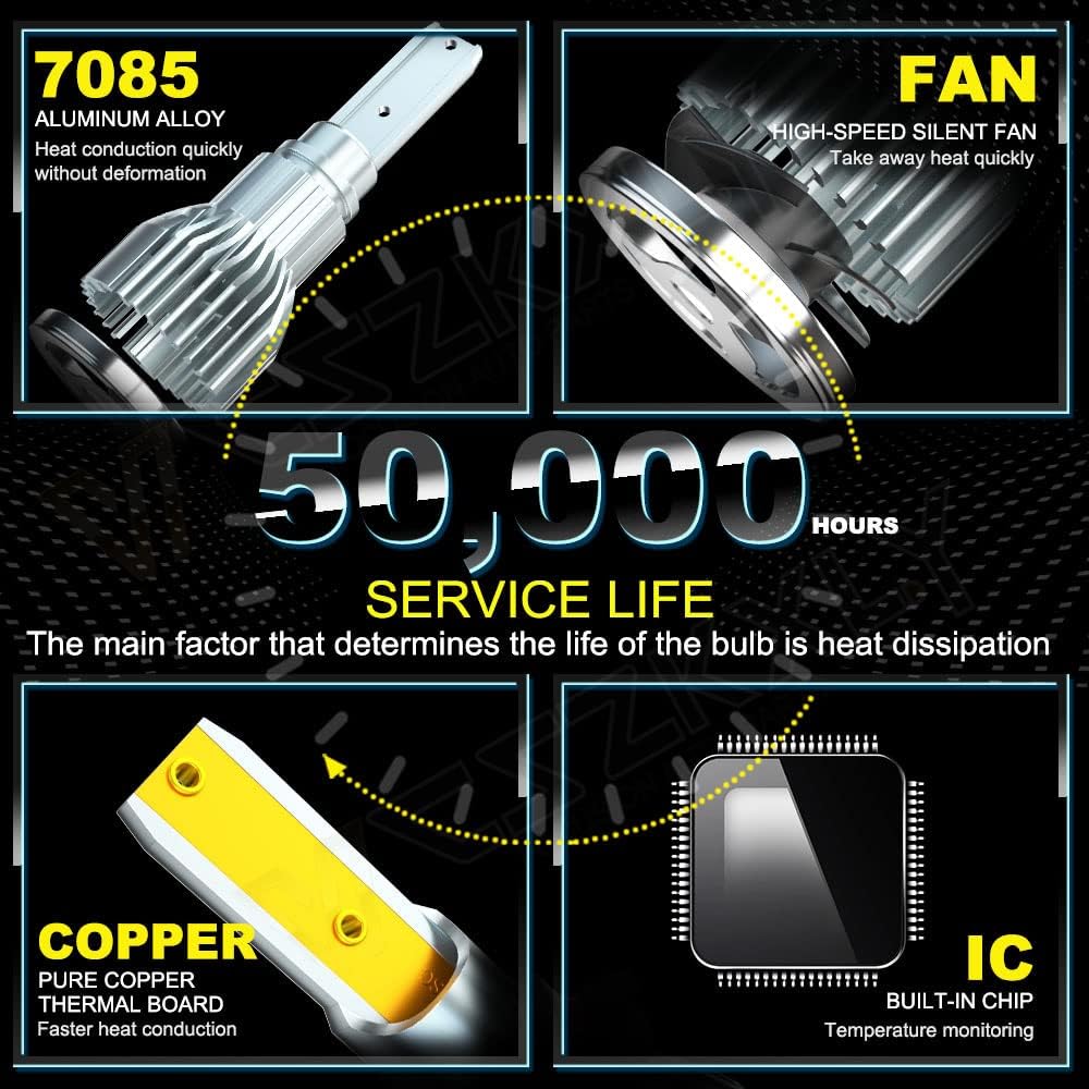H13 9008 LED Headlight Bulbs Combo Kit, 6000K Bright White, Pack of 2 K894